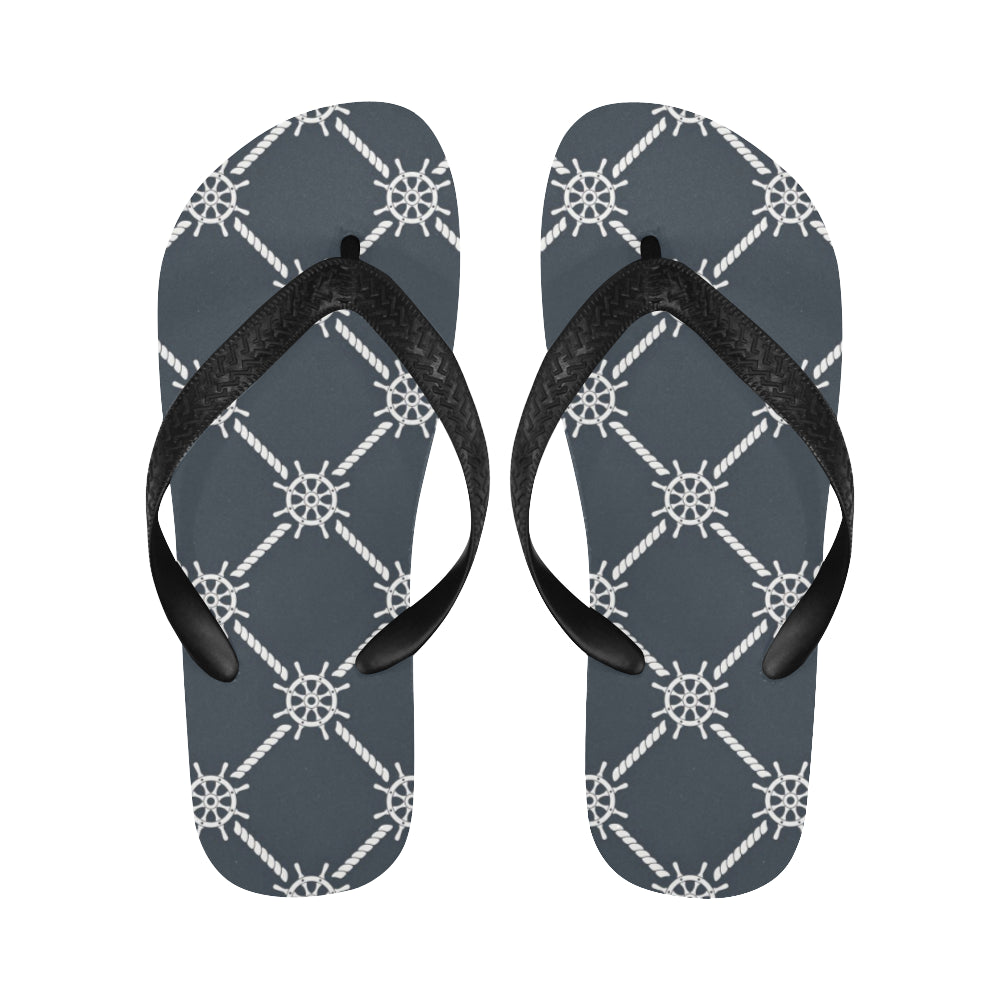 nautical steering wheel rope pattern Unisex Flip Flops