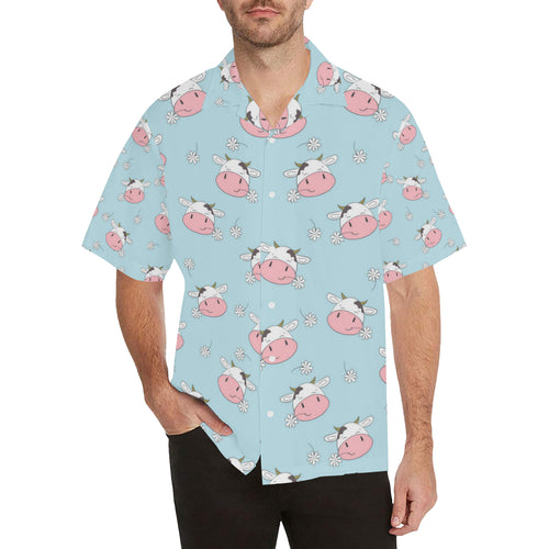 Cute cow flower pattern Men's All Over Print Hawaiian Shirt
