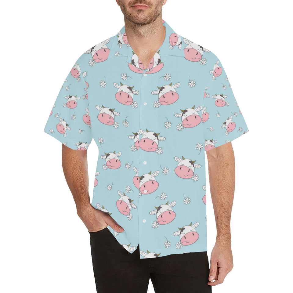 Cute cow flower pattern Men's All Over Print Hawaiian Shirt