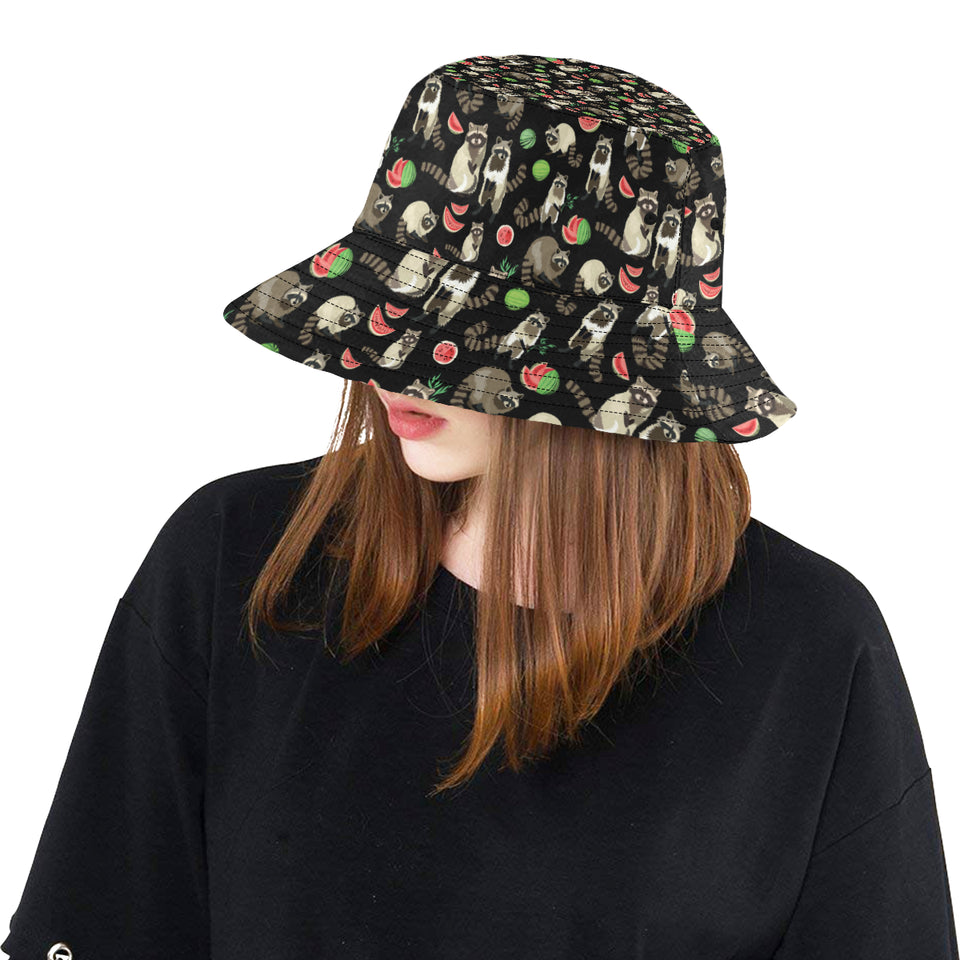 Raccoon watermelon pattern Unisex Bucket Hat