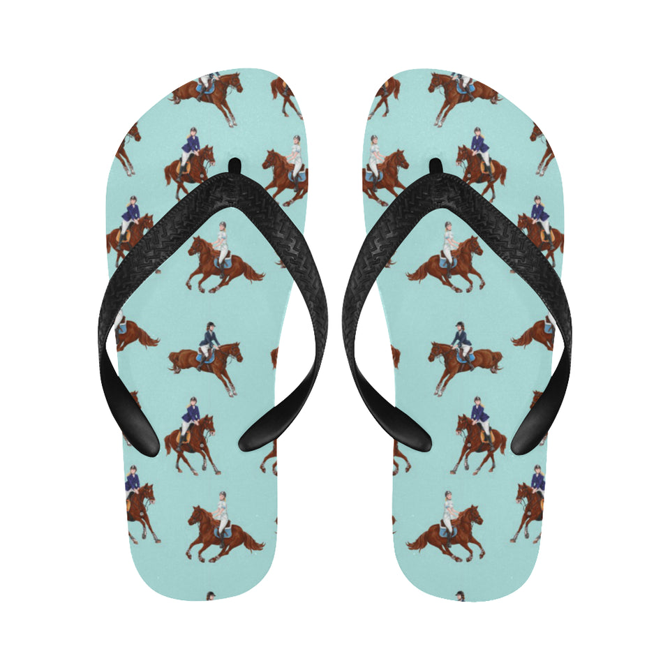 Horses running horses rider pattern Unisex Flip Flops