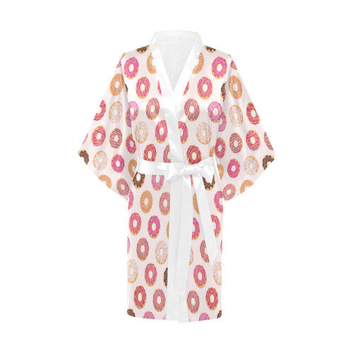 Colorful donut pattern Women's Short Kimono Robe