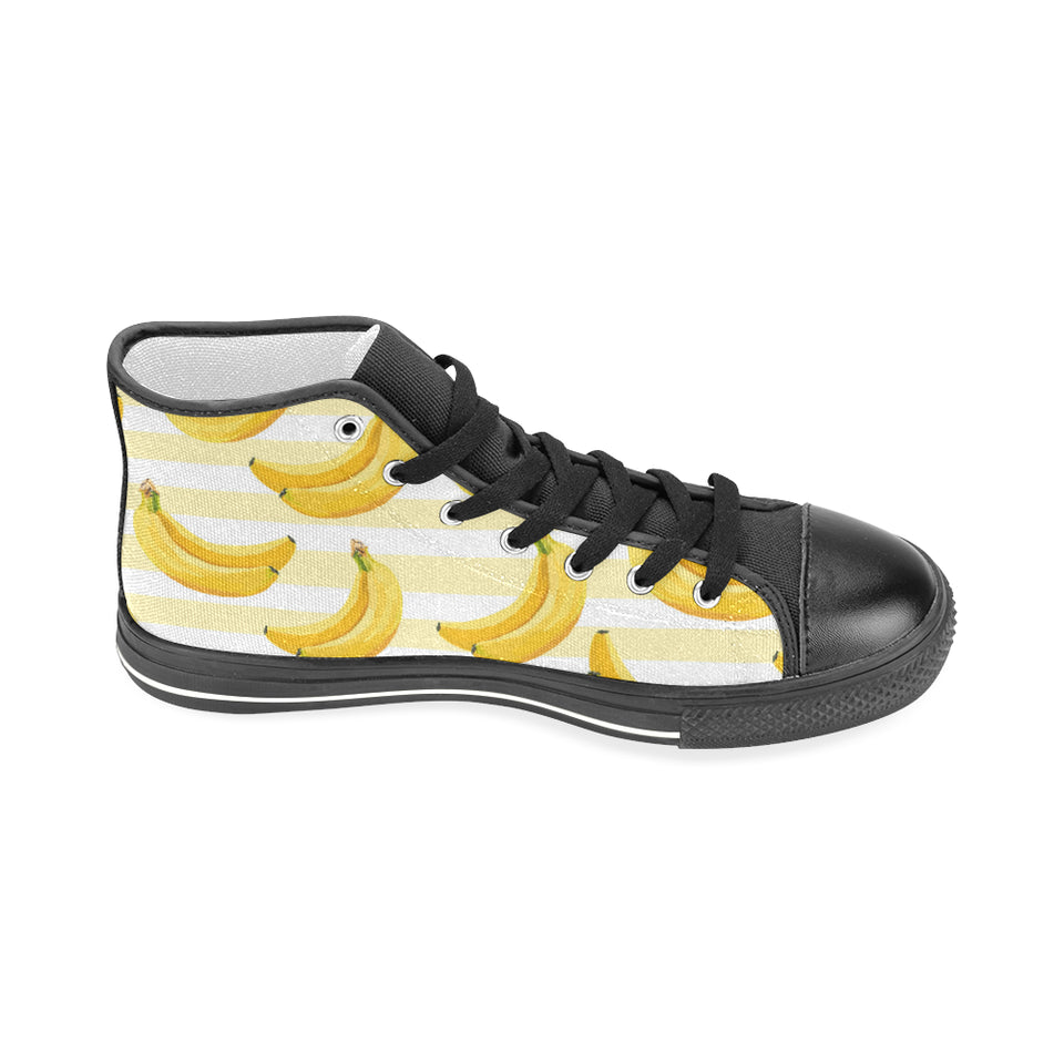 Banana pattern blackground Men's High Top Canvas Shoes Black