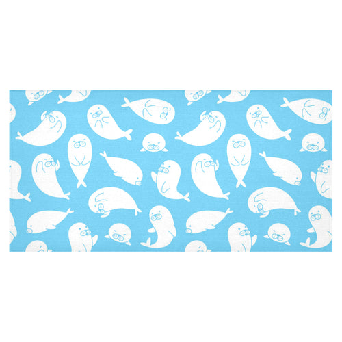 Cute white sea lion seals pattern Tablecloth