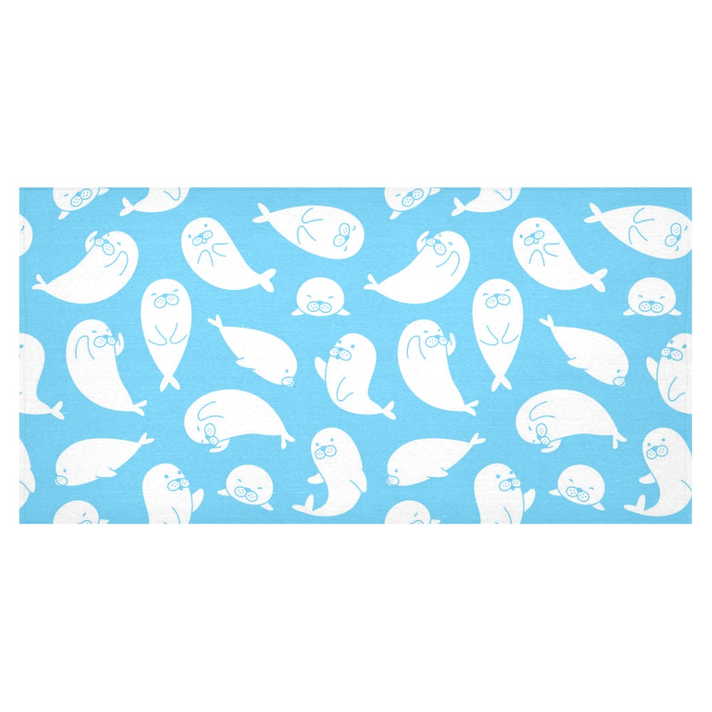 Cute white sea lion seals pattern Tablecloth