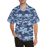 Blue camouflage pattern Men's All Over Print Hawaiian Shirt