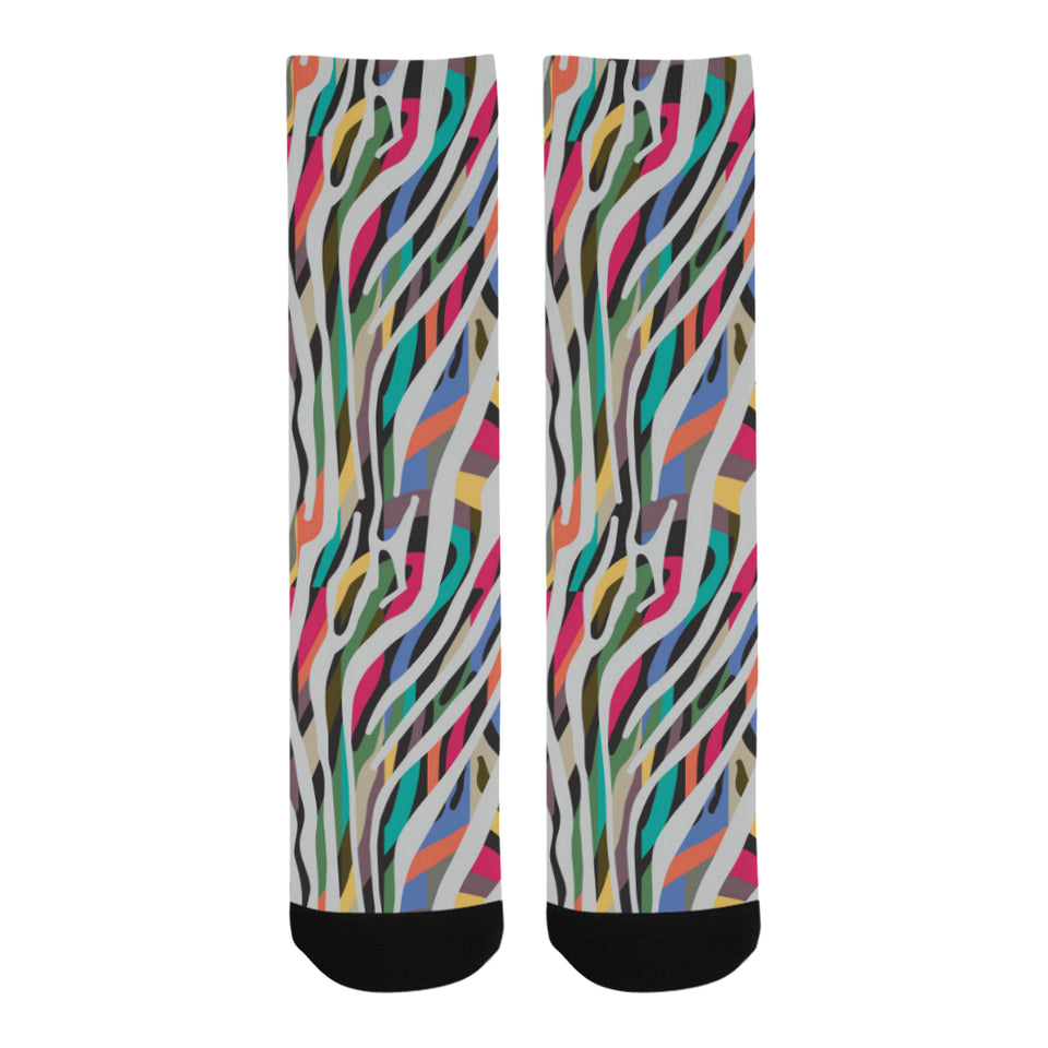 Colorful zebra skin pattern Crew Socks
