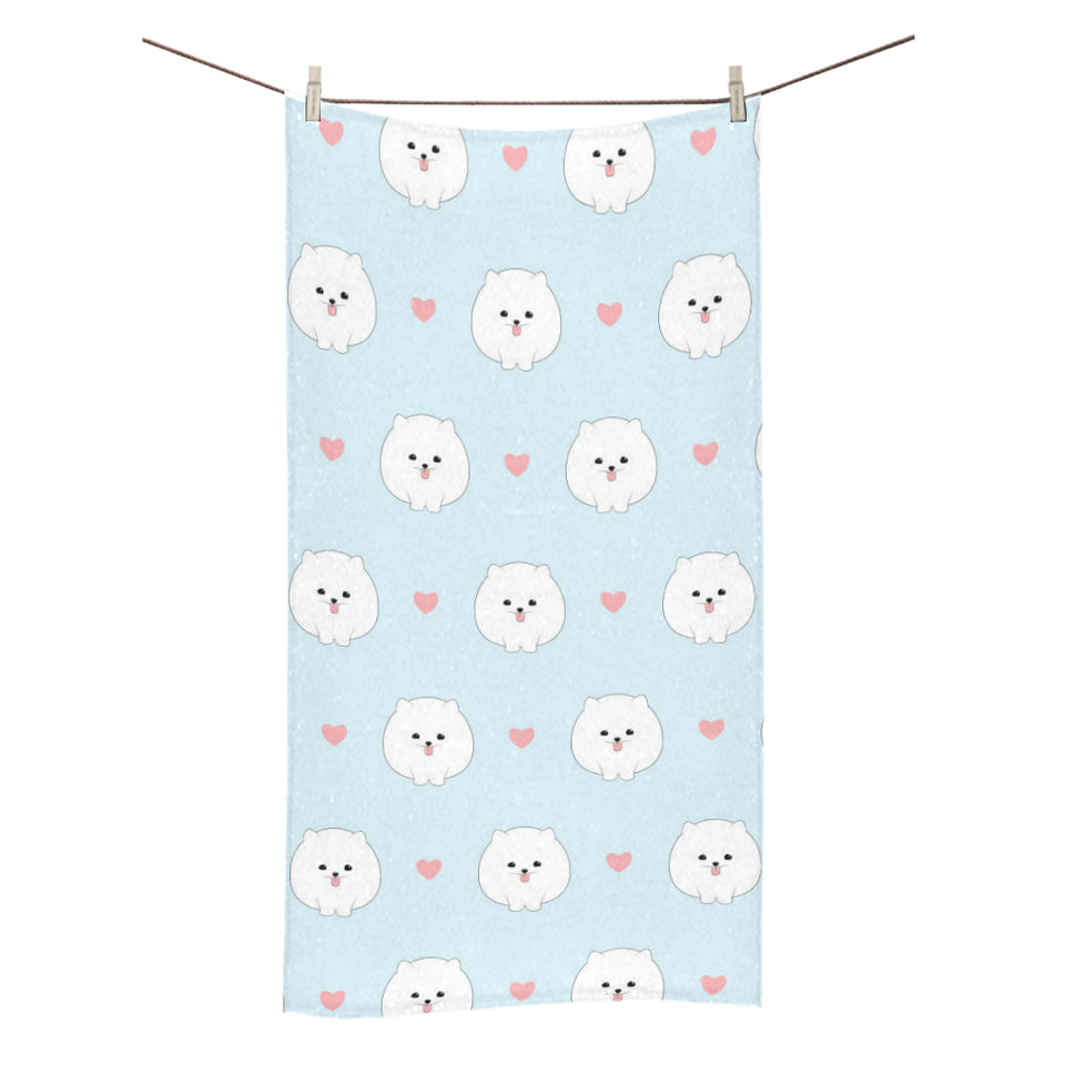 White cute pomeranian pattern Bath Towel