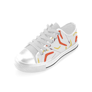 Waterclor boomerang Australian aboriginal ornament Men's Low Top Shoes White