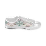 Square floral indian flower pattern Men's Low Top Canvas Shoes White