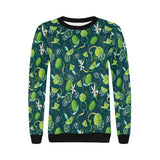 Lime ice flower pattern Women's Crew Neck Sweatshirt