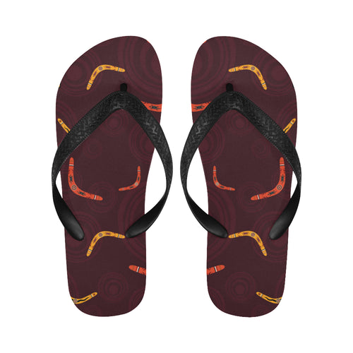 Boomerang Australian aboriginal ornament circle bl Unisex Flip Flops
