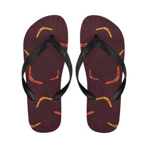Boomerang Australian aboriginal ornament circle bl Unisex Flip Flops