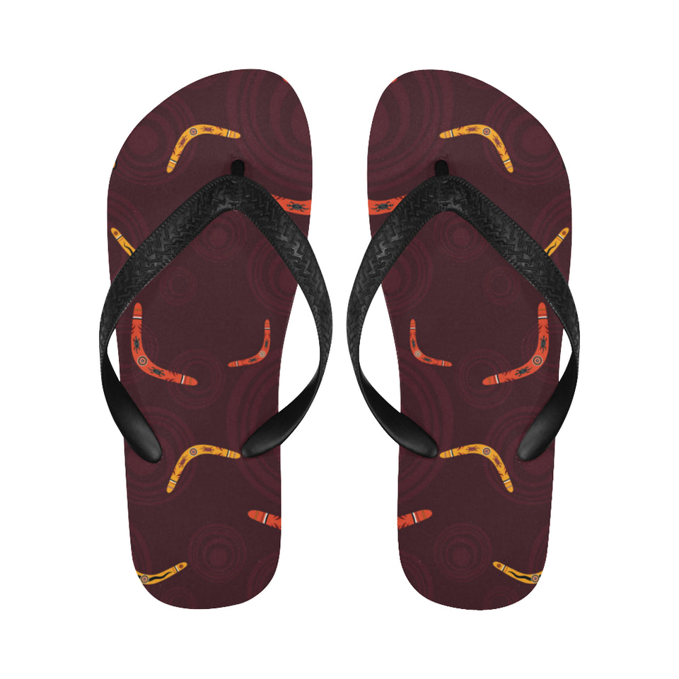 Boomerang Australian aboriginal ornament circle bl Unisex Flip Flops