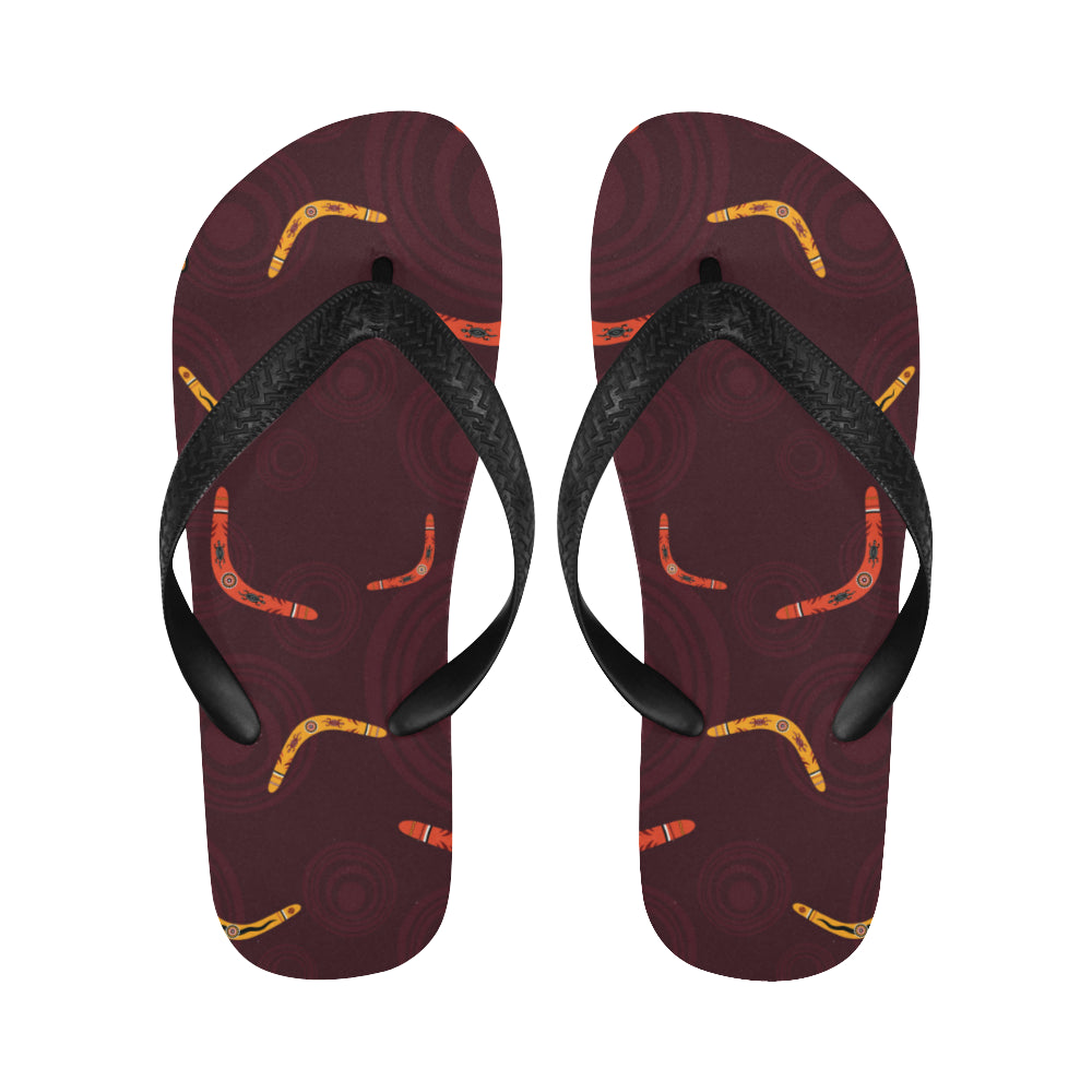 Boomerang Australian aboriginal ornament circle bl Unisex Flip Flops