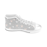 Heart pattern gray background Men's High Top Canvas Shoes White
