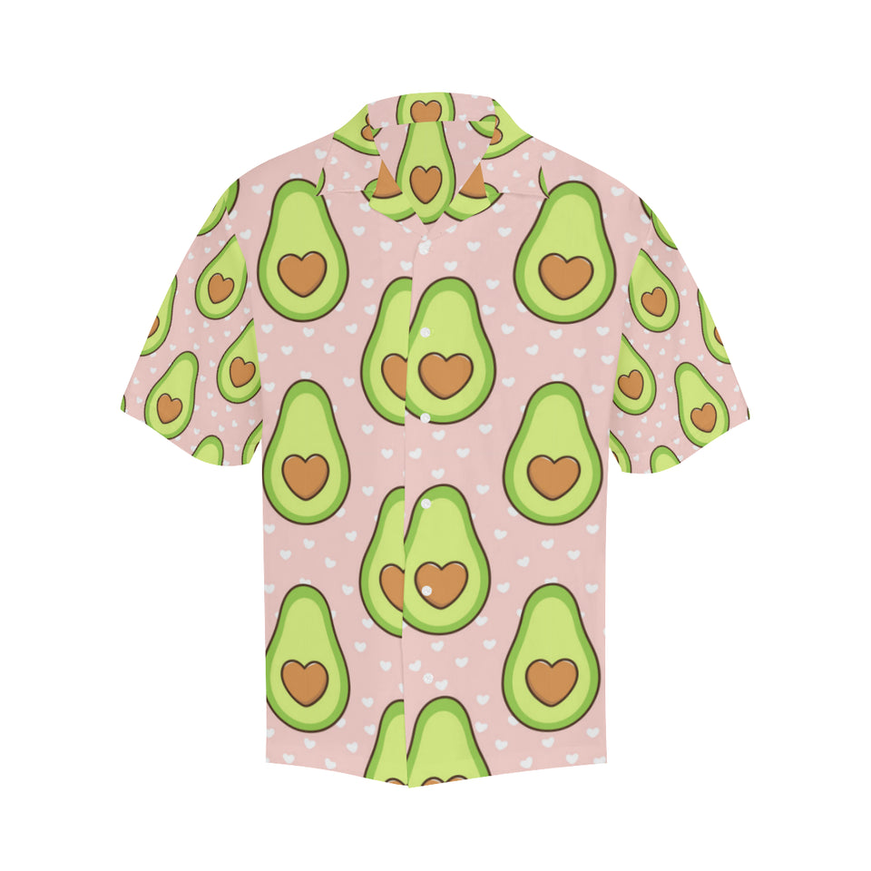 Avocado heart pink background Men's All Over Print Hawaiian Shirt