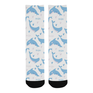 Blue whale pattern Crew Socks