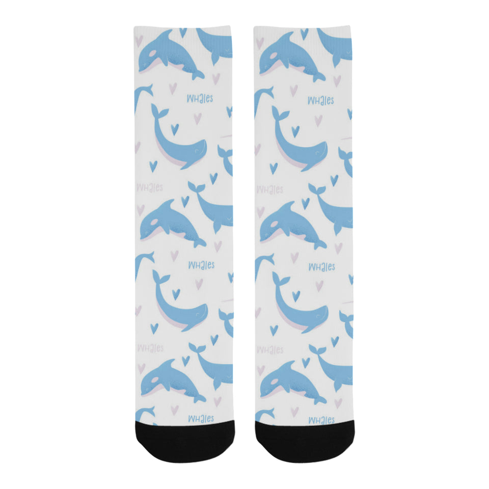 Blue whale pattern Crew Socks