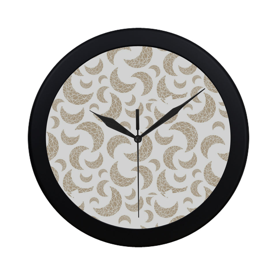Cool gold moon abstract pattern Elegant Black Wall Clock