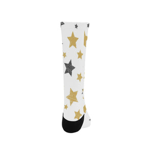 hand drawn gold black star pattern Crew Socks