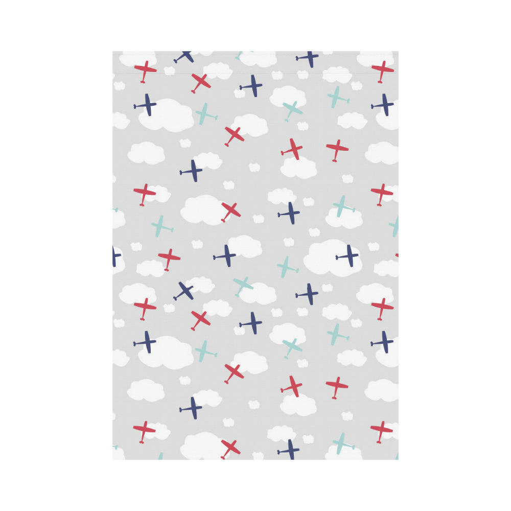 Airplane cloud grey background House Flag Garden Flag