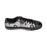 Classic vintage clock pattern Men's Low Top Canvas Shoes Black