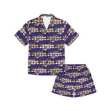 Beautiful japanese fan pattern Kids' Boys' Girls' V-Neck Short Pajama Set