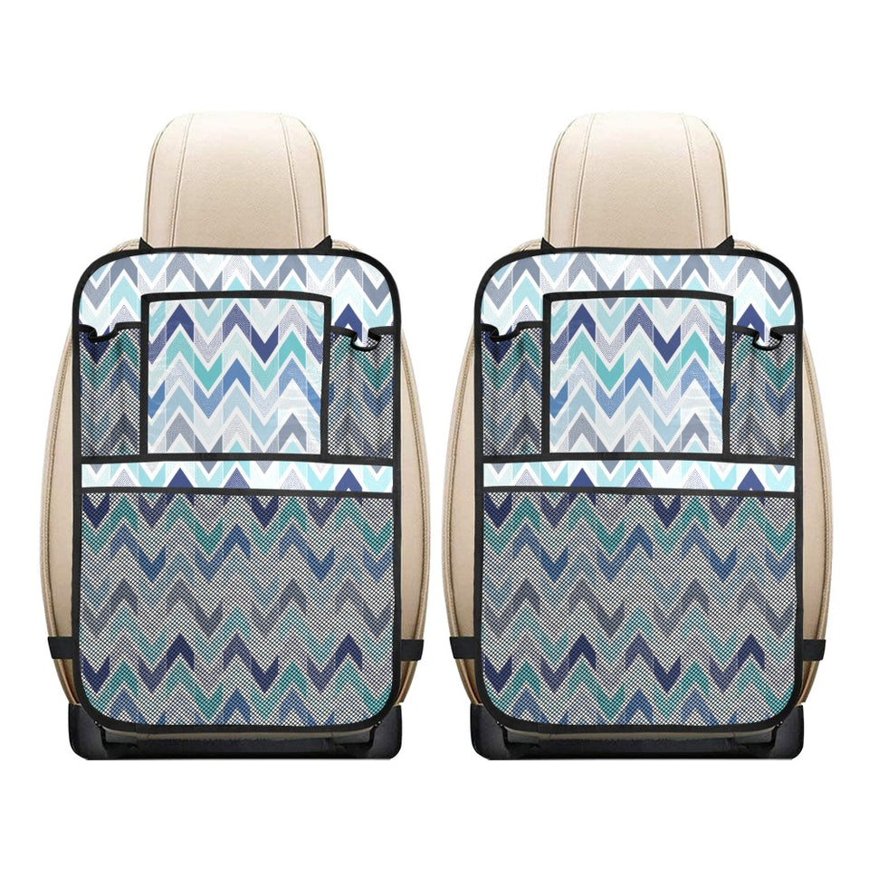zigzag chevron blue pattern Car Seat Back Organizer
