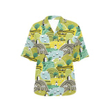 Hand drawn windmill pattern Women's All Over Print Hawaiian Shirt