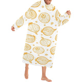 hand drawn onion pattern Blanket Robe with Sleeves