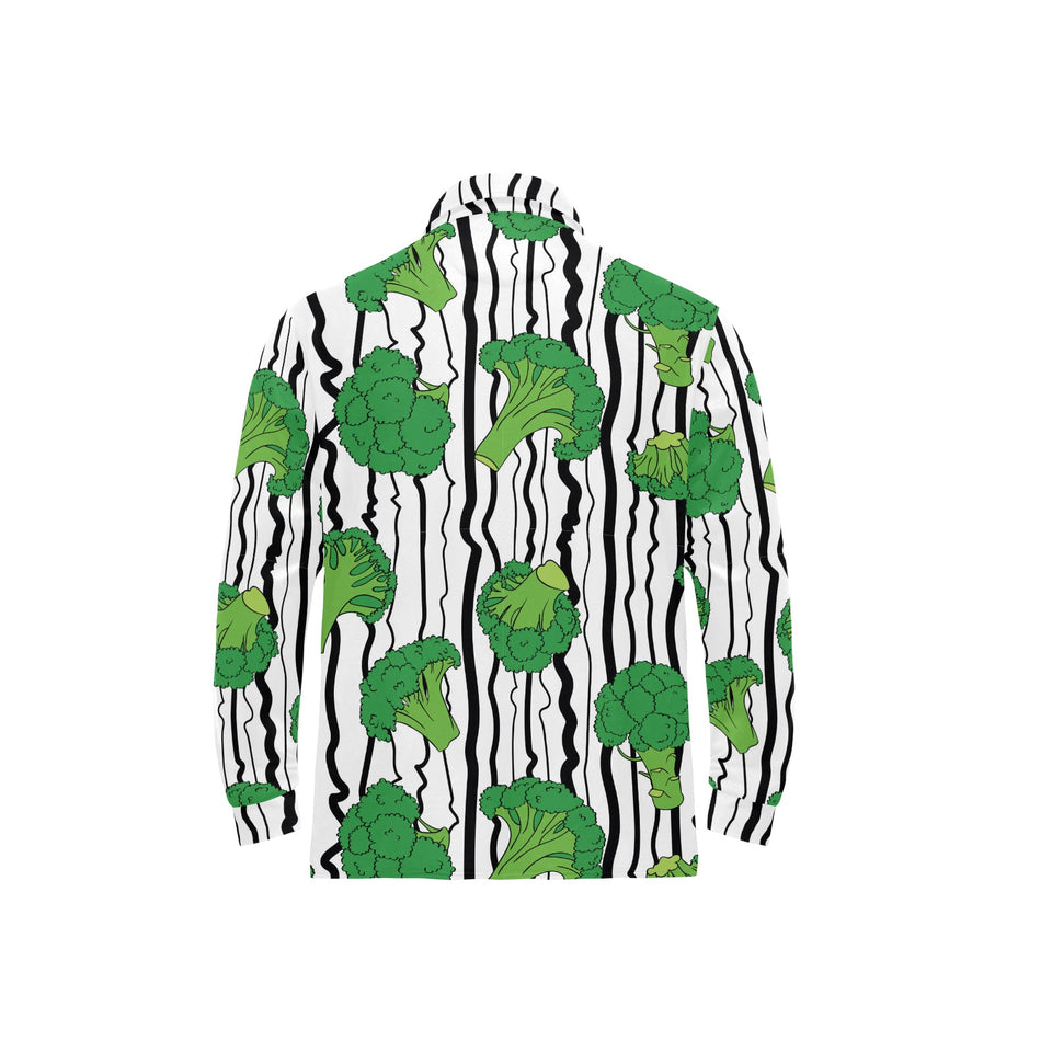 Cool Broccoli pattern Men's Long Sleeve Polo Shirt