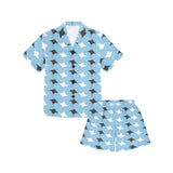 Stingray Pattern Print Design 03 Kids' Boys' Girls' V-Neck Short Pajama Set