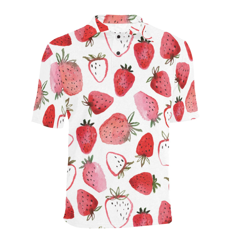 watercolor hand drawn beautiful strawberry pattern Men's All Over Print Polo Shirt
