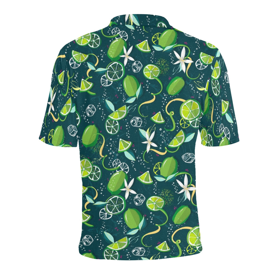 Lime ice flower pattern Men's All Over Print Polo Shirt
