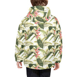 heliconia pattern Kids' Boys' Girls' Padded Hooded Jacket
