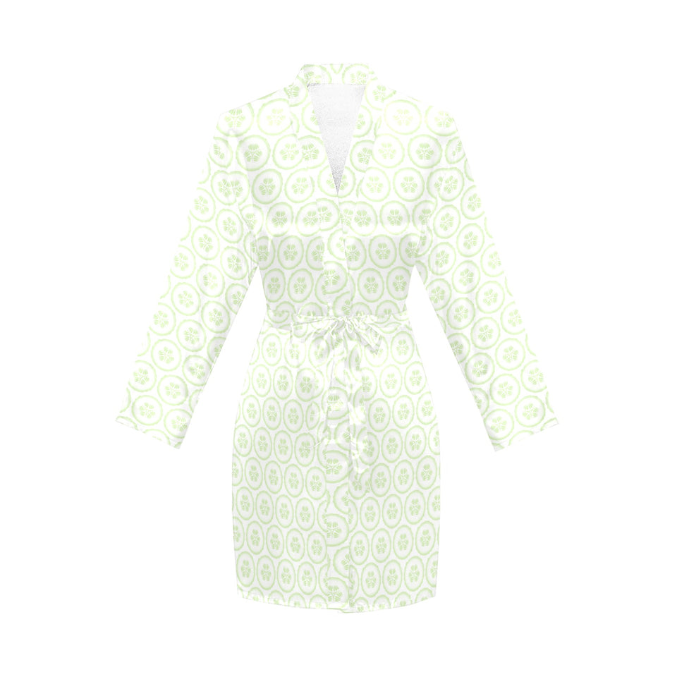 Cucumber pattern background Women's Long Sleeve Belted Night Robe