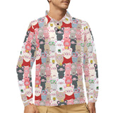Pig Pattern Print Design 02 Men's Long Sleeve Polo Shirt