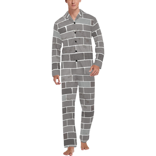 Brick Printed Pattern Print Design 05 Men's Long Pajama Set