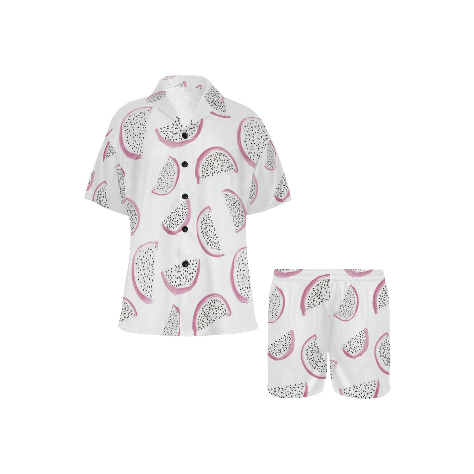 dragon fruit pattern Women's V-Neck Short Pajama Set