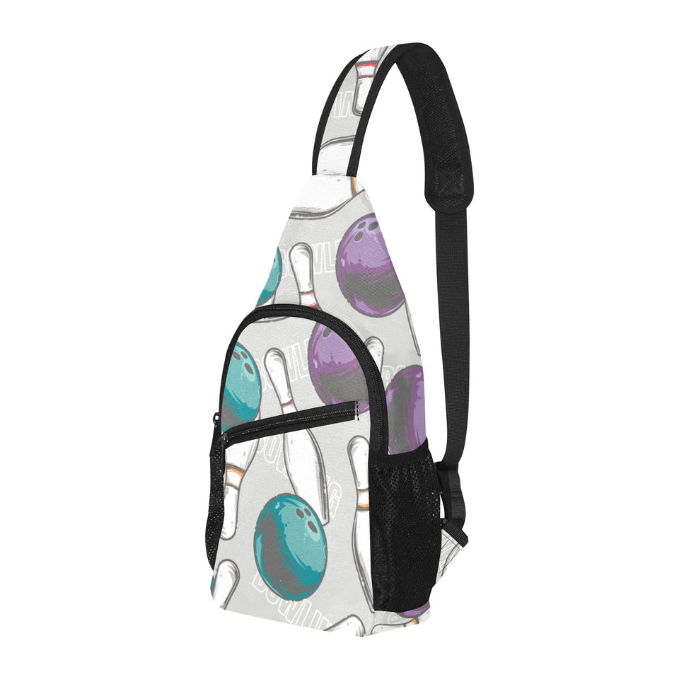 Bowling ball and pin gray background All Over Print Chest Bag