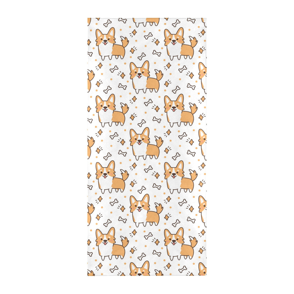 Cute corgi heart star bone pattern Beach Towel