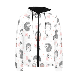 Hedgehog Pattern Print Design 02 Men's Padded Hooded Jacket