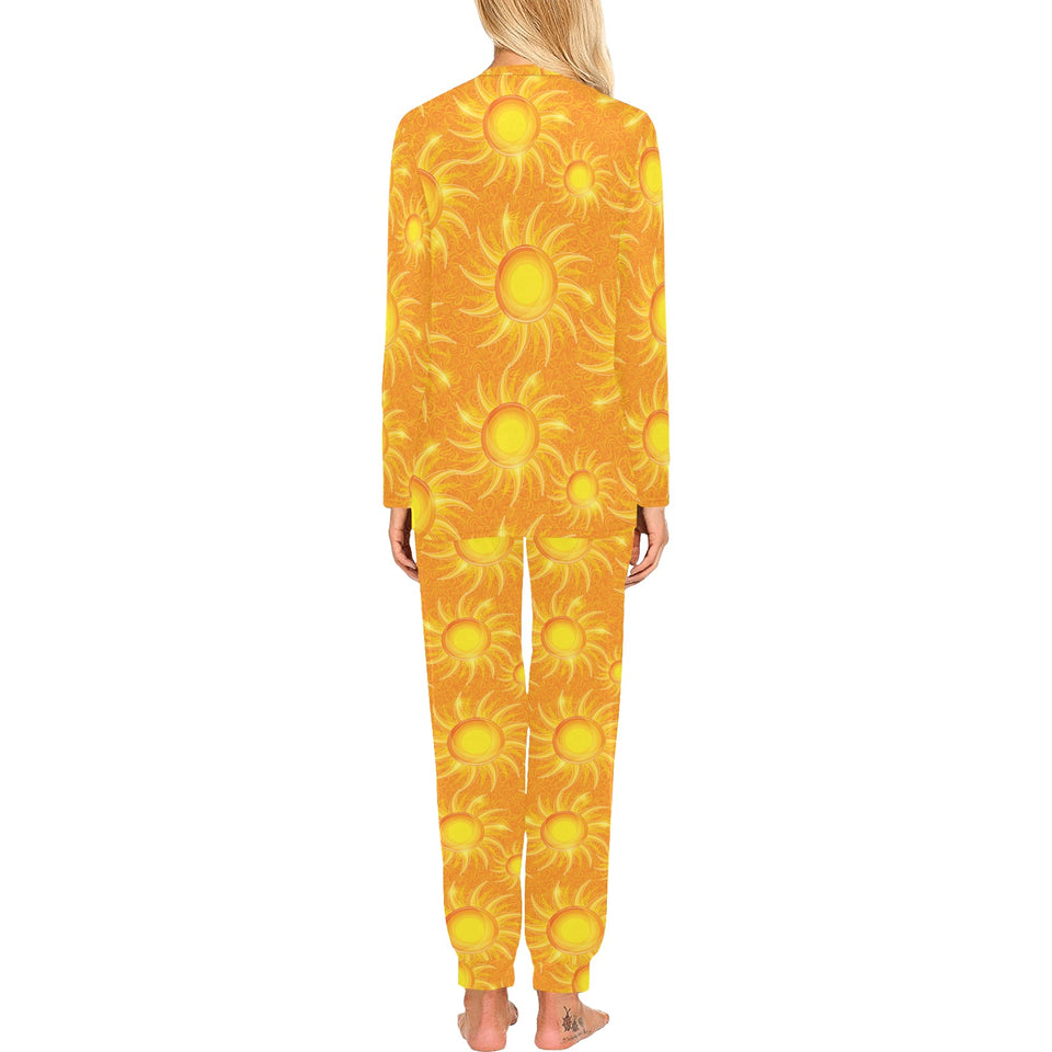 Sun orange background Women's All Over Print Pajama Set