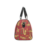 Saxophone cornet pattern red background Travel Bag