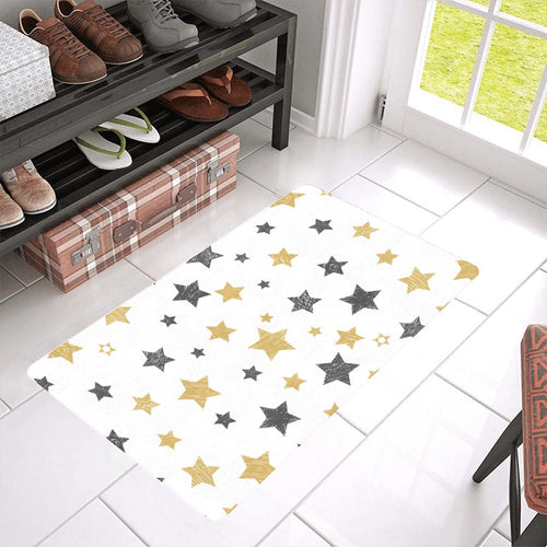 hand drawn gold black star pattern Doormat
