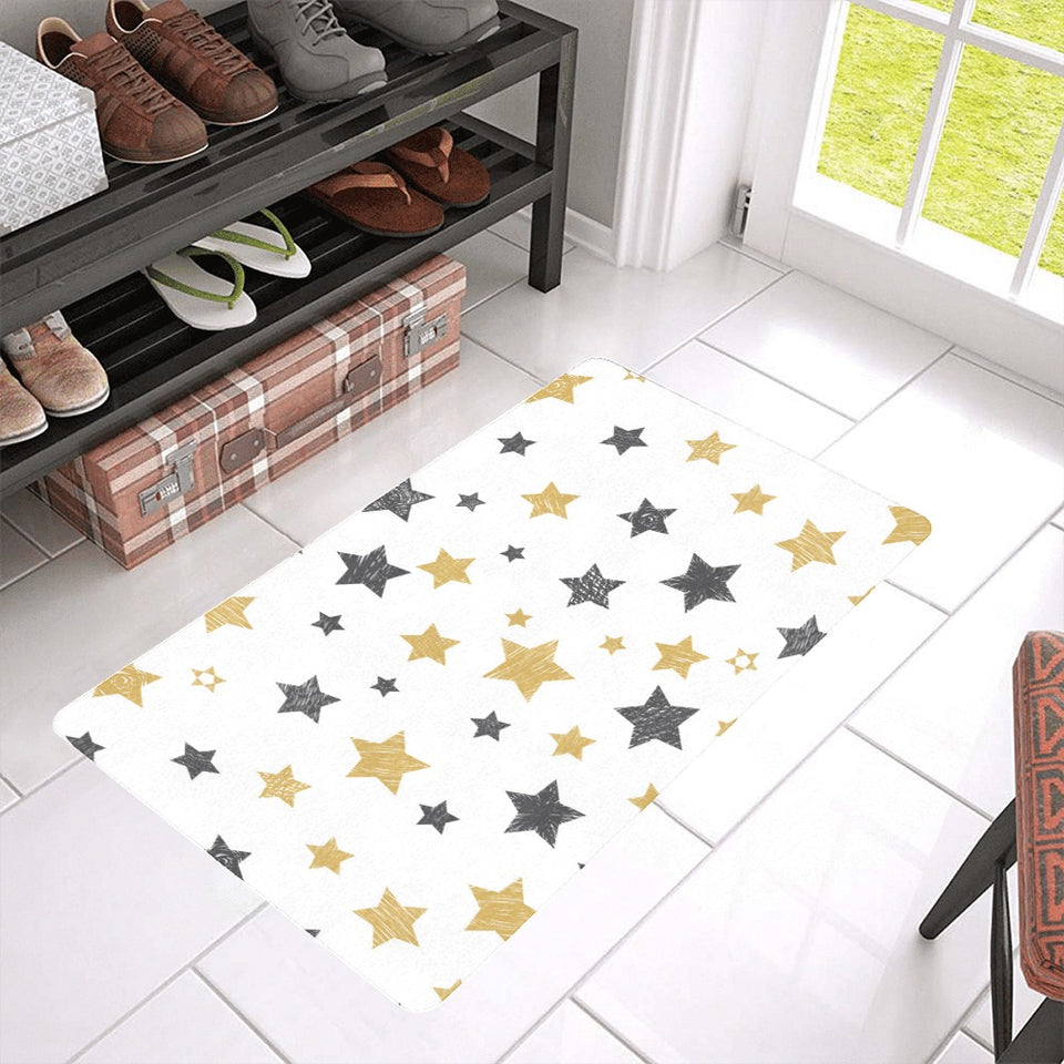 hand drawn gold black star pattern Doormat