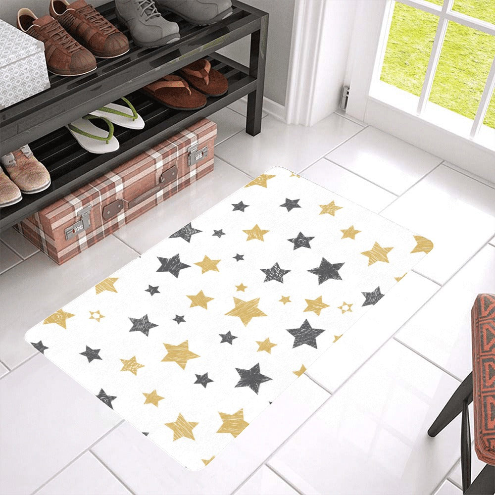 hand drawn gold black star pattern Doormat