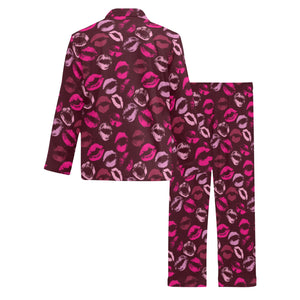 Lips Pattern Print Design 03 Men's Long Pajama Set