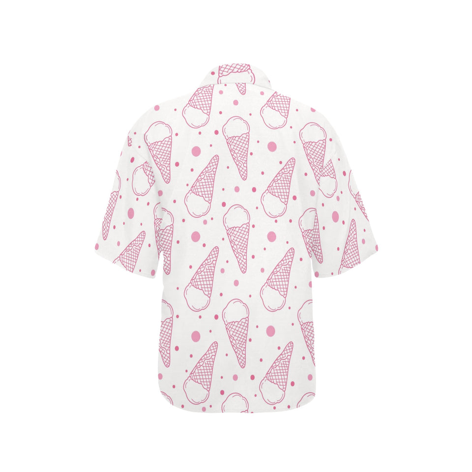 Hand drawn ice cream pattern Women's All Over Print Hawaiian Shirt